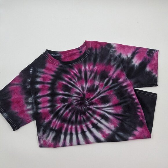Tie-dyed Swirling Deep Electric Rainbow Eco Cotton Tee - Picture 1 of 3